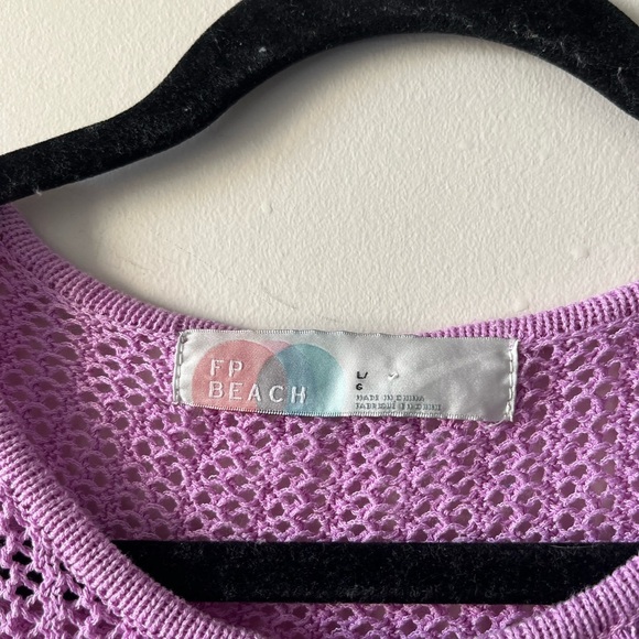 Free People FP BEACH Purple Knit Short Sleeve Top - Picture 2 of 8